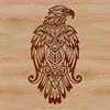 A majestic eagle perched on a branch, rendered in detailed vector art.