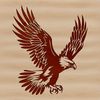 A majestic bird in flight, with outstretched wings and a strong beak.