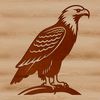 A vector illustration of a majestic bald eagle perched on a branch.