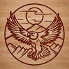 A majestic eagle in flight, depicted as a vector graphic.
