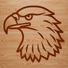 Eagle Bird Head Silhouette A simple line drawing of a bird's head with distinctive features characteristic of an eagle.