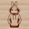 Whimsical Bunny Character A cute cartoon rabbit character in a hoody.