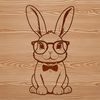 Cute Cartoon Rabbit in Spectacles A cartoon rabbit sitting on its hind legs, wearing spectacles.