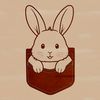 Easter Bunny Peeking Out Vector Art A white rabbit with a long nose peeking out from behind a green background.