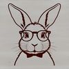 Cute Cartoon Rabbit Wearing Glasses An illustration of a rabbit wearing spectacles for a whimsical design.