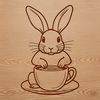 A cartoon-style rabbit sitting on its haunches, suitable for clip art designs.