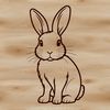 A sitting rabbit illustration in a minimalist design style.