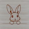 Cute Bunny Peek-a-Boo Face A cartoon-style illustration of a rabbit's head peeking out from behind a plant.