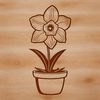 Beautiful Hand-Drawn Daffodil Plant A stylized illustration of a daffodil plant in a pot, suitable for various graphic design applications.