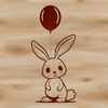 Cute Sitting Rabbit with Balloon A seated rabbit with a balloon nearby.