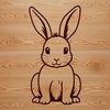 Vector Rabbit Silhouette for Crafting and Design A sitting rabbit illustration in vector format, suitable for various applications and designs.