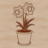 Spring Bloom in Pot A single daffodil flower in full bloom, growing out of a decorative pot.