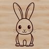 A cartoon rabbit sitting on its haunches with a friendly expression.