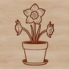Spring Bloom in a Blue Pot A single white daffodil blooming in a blue ceramic flower pot on a green grassy background.