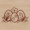 Springtime Decorative Easter Egg Design A colorful hand-drawn Easter egg with green stem illustration.
