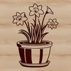 Spring Daffodil Plant Design Close-up illustration of a single daffodil plant with green stem and yellow trumpet-shaped flower.