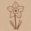 Whimsical Easter Blooms Clip Art A single bright yellow daffodil flower with trumpet-shaped petals, against a white background.