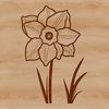 Beautiful Daffodil Stem Clipart A single stem of a yellow trumpet-shaped flower with three green leaves, often associated with Easter and spring.