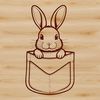 Pocketed Rabbit Silhouette SVG An SVG illustration of a rabbit peeking out from behind a pocket.