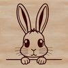 Cute Bunny Peek-a-Boo Design A simple illustration of a rabbit's head peeking out from behind a colorful background.