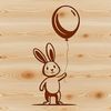 A cartoon rabbit standing on its hind legs, depicted in simple vector lines.