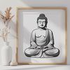 Minimalist Buddhist Icon A digital representation of the Buddhist figure with lotus position, depicted in minimalist style.