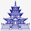 Buddhist temple architecture with intricate details, suitable for vector art design.