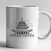 Free Vector Buddhist Artwork A serene Buddhist temple with intricate details, suitable for vector art designs.