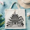 Traditional Asian Temple Art A traditional Asian-style temple with intricate details and ornate architecture.