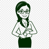 Simple Teacher Silhouette A simplified illustration of a female teacher in a professional setting.