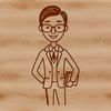 A friendly educator standing in front of a chalkboard. A simple illustration of a male teacher standing in front of a chalkboard with a friendly expression.