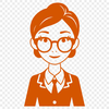 Female Teacher Standing at the Blackboard A professional illustration of a woman in a teacher's attire standing in front of a blackboard.