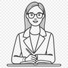 Female Educator Silhouette A professional woman standing in front of a classroom, representing the education profession.