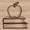 A digital illustration of a book with an apple logo, suitable for educational purposes.