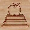 Apple Book Design for Educational Materials A digital illustration of a book with an apple icon, suitable for educational materials and vector art design.
