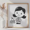 Educational Portrait Illustration A stylized illustration of a woman in a teaching profession, suitable for educational contexts.