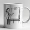 A professional illustration of a woman in a teaching role.