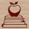 Beautiful Education Template for Vector Design Apple Book education template with a teacher in the background, suitable for vector art design.