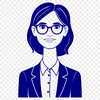 Teacher Illustration Graphic Design A simple illustration of a female teacher standing in front of a classroom, representing the education profession.