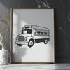 Vector Illustration of a Classic Yellow Bus A yellow school bus with a blue stripe, depicted in a vector format suitable for educational use.