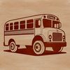 Blue and Yellow School Bus Vector Design A blue school bus with yellow stripes and a rounded front end, designed as vector art.