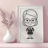 Professional Woman Teacher Illustration A professional woman teacher standing in front of a classroom background.