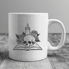 Gothic Skull Decor with Rose A stylized illustration of a Gothic skull with intricate details, surrounded by a rose.