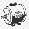 Motor Design Vector Graphics An illustrative diagram of a motor with moving parts, suitable for digital cutting and crafting.