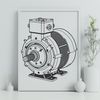 Simple Electric Motor SVG A simple motor design consisting of moving parts and gears, suitable for vector graphics and digital art.