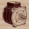 A vector graphic design featuring a motor with bold lines and precise shapes for seamless integration into various projects.