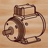 Illustration of a motor with detailed mechanical components.