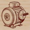 Motor technology illustration with electrical components and machinery in a simple vector design.