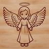 Illustrative SVG design of a cherubic angel with outstretched wings, ideal for digital crafting.