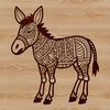 A simple illustration of a donkey standing on four legs.